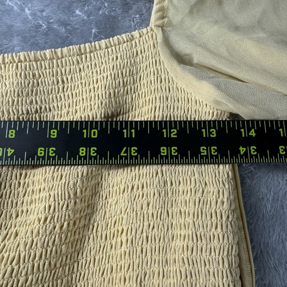 Aritzia Wilfred Tempest Dress Women's 6 Yellow Mini Smocked Heirloom‎ Regency - Picture 3 of 8